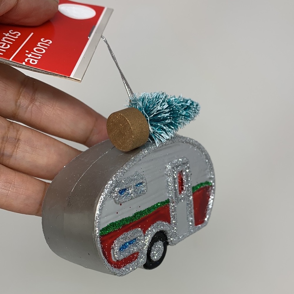 5 Ornaments RV trailer w tree Christmas tree holiday decoration retro style - Picture 2 of 14